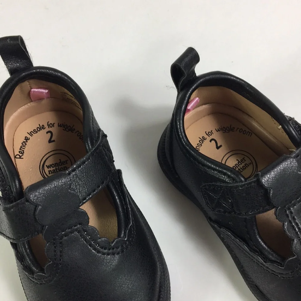 Baby Shoes‎ Size 2 Wonder Nation Girls Black Pink Heart